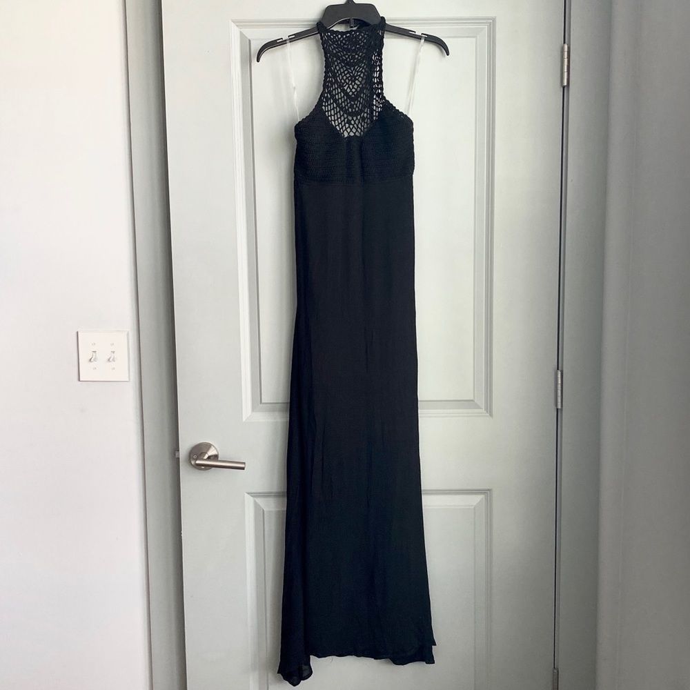 Vestique Black Halter Knitted Maxi Dress NWT